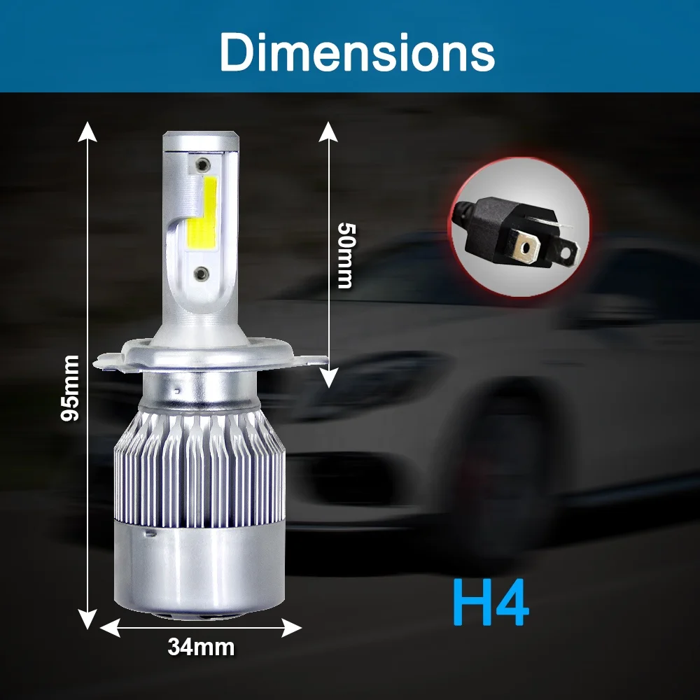 Cheap auto led headlampbick 4300k 6000k 8000k car light h4 h7 h11 9005 automotive c6 led headlights bulb kits