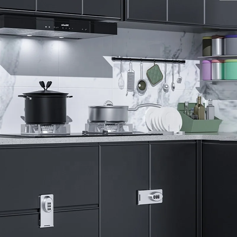 Code Hasp Latch Lock for Wooden Drawer Cupboard Cabinet Gun-Safe Closet Box Keyless 3 Digit Password Combination Lock for Locker