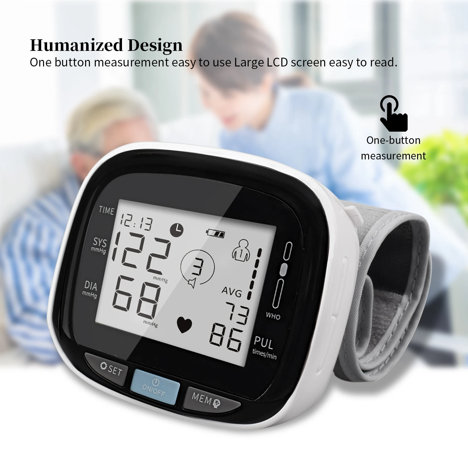 
Wholesale Automatic Digital Health Care Medical Devices Equipment Wrist Blood Pressure Monitor 