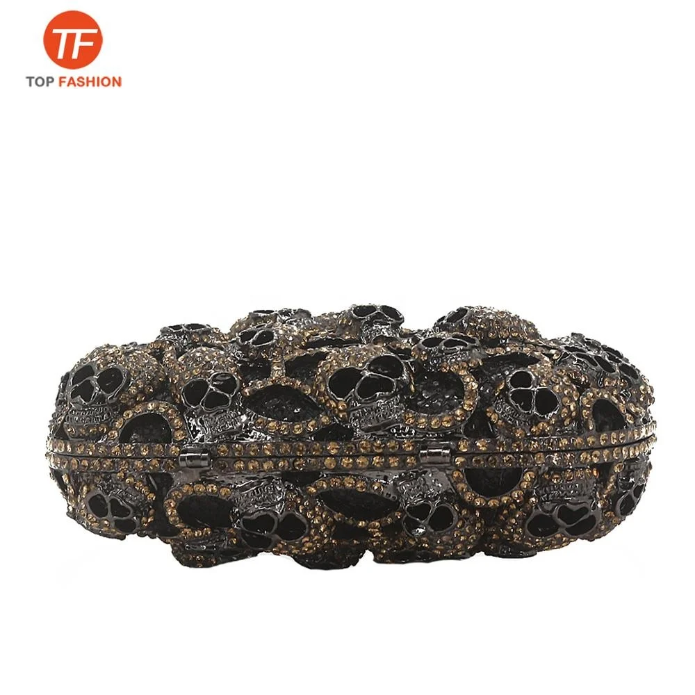 Factory Wholesales Small Crystal Rhinestone Clutch Bag for Formal Party Skulls Head Clutch Purse Cute Handbag