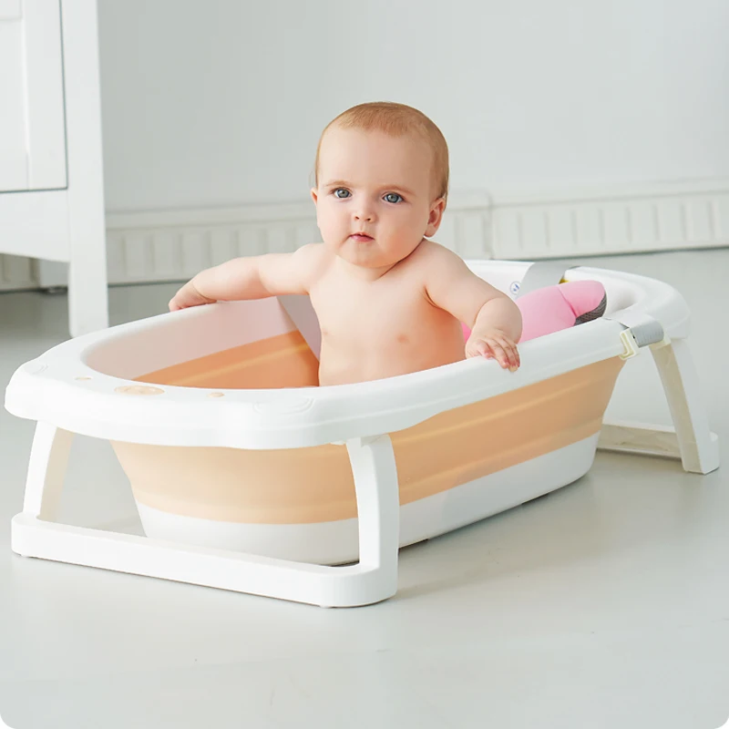 Customised color Space silicone Saver Food-Grade Material plastic deep Inflatable Foldable Baby Bath Tub bathtub shower basin