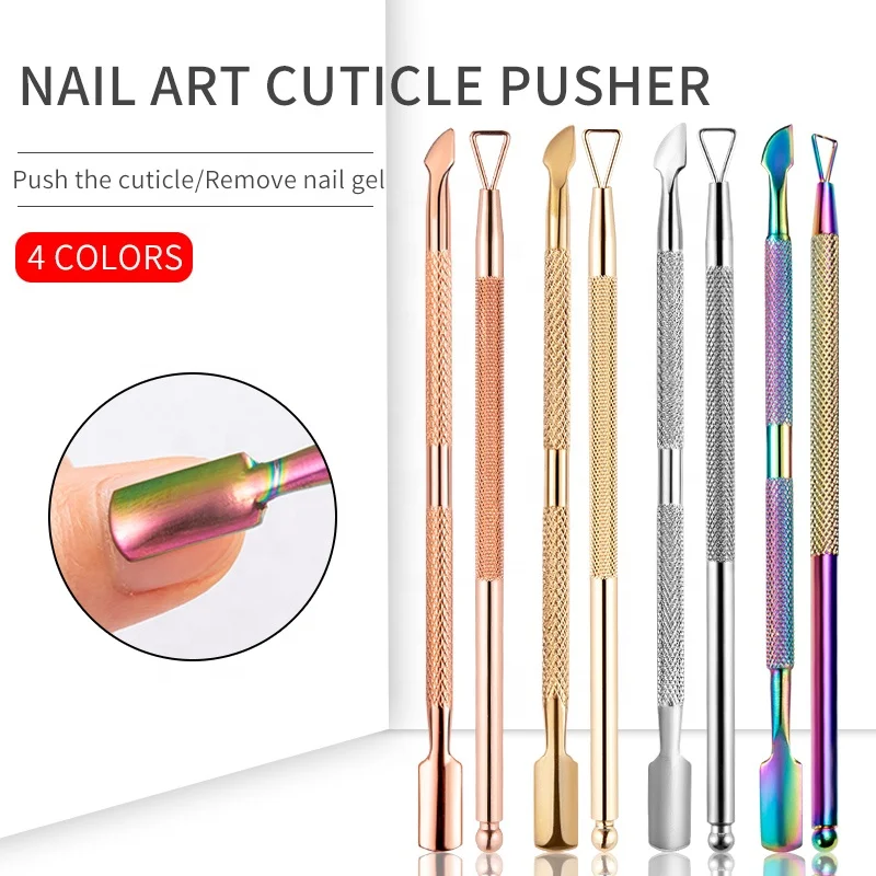 Nail Dead Skin Cuticle Pusher Stainless Steel Double End Nail Dotting Pen with Storage Box