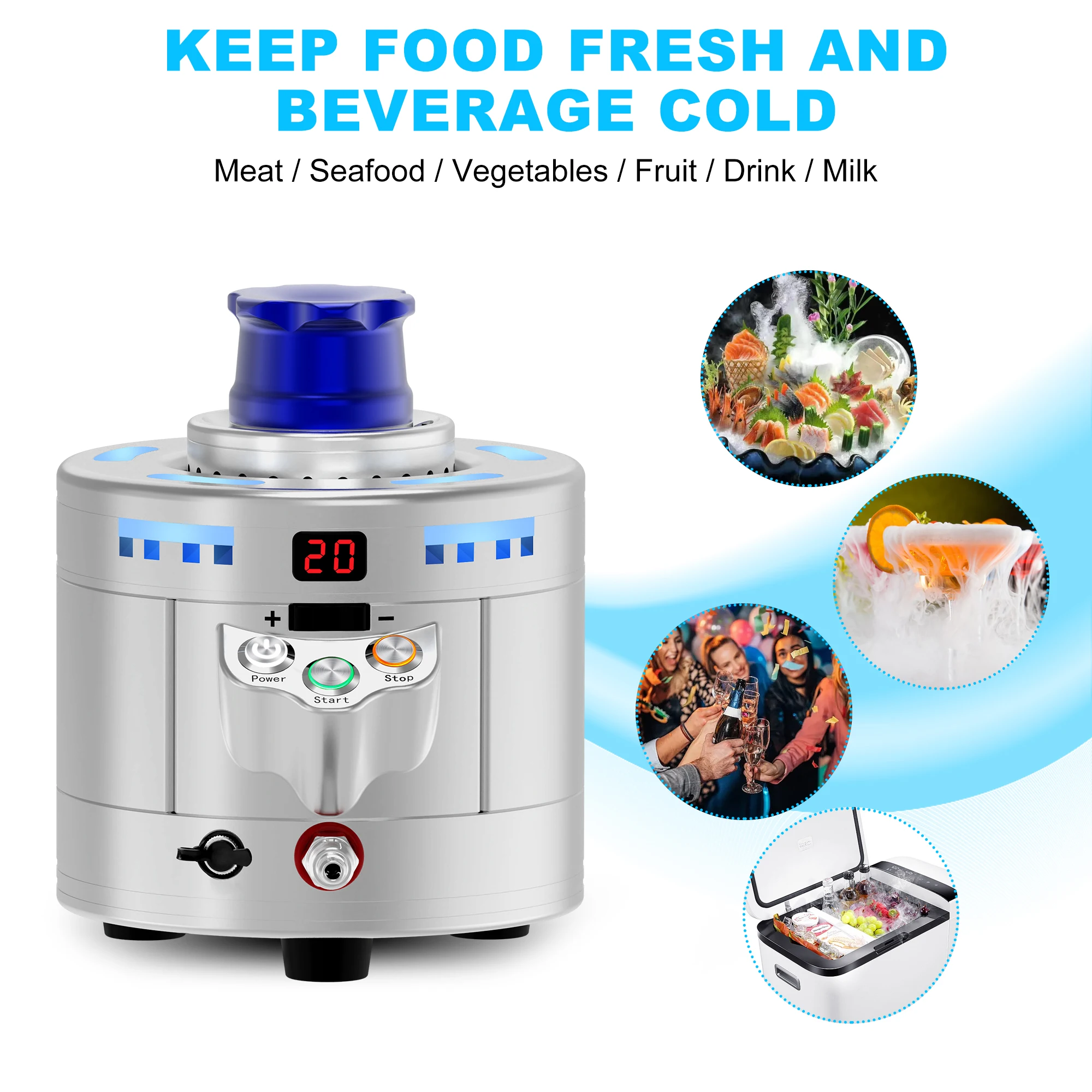 stainless steel instant glass chiller automatic mini dry ice maker machine CO2