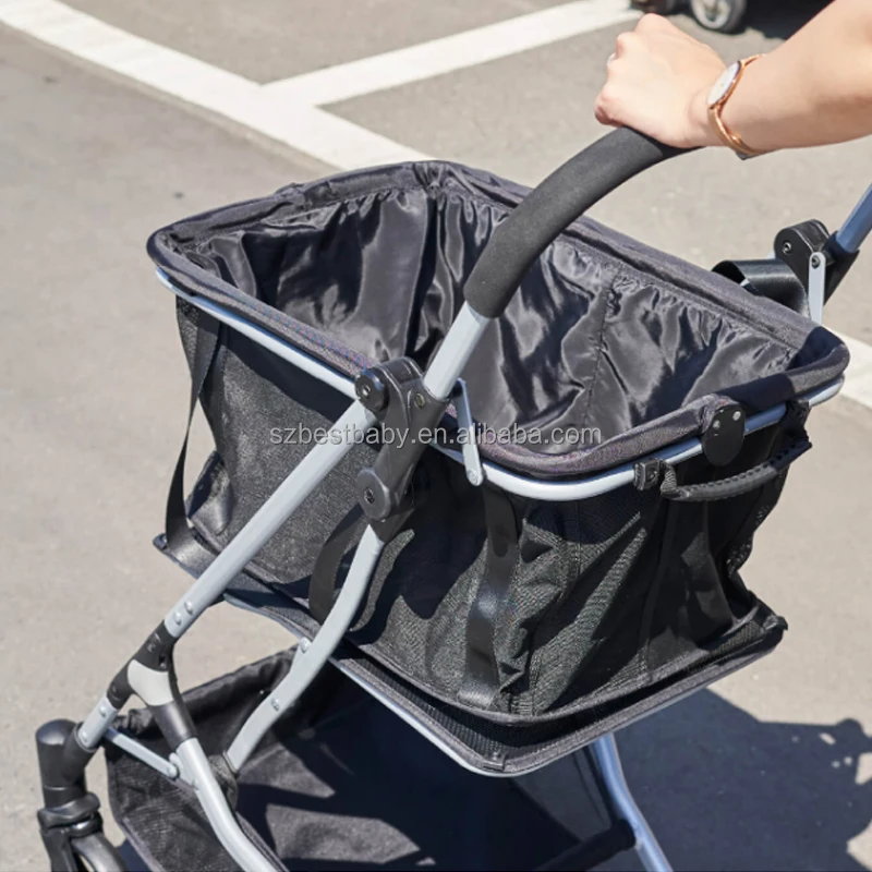 High Quality Light Weight Reusable Compact Standing Fold Supermarket Shopping  Bag With  Swivel Wheels