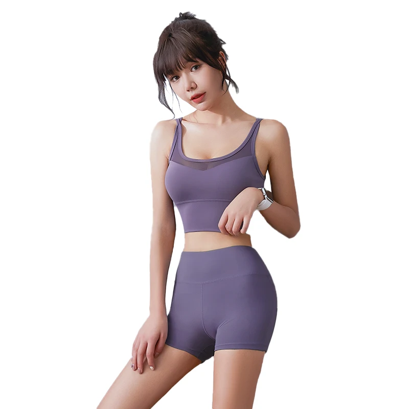 Sexy Tight Gym Women Wear Seamless Fitness Yoga Wear Sports Bra and Shorts Set Eco-friendly Adults Print Quick Dry Breathable