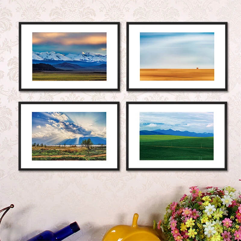 
modern glass painting beautiful natural scenery wall picture frame photography picture decorative the living room wall art 