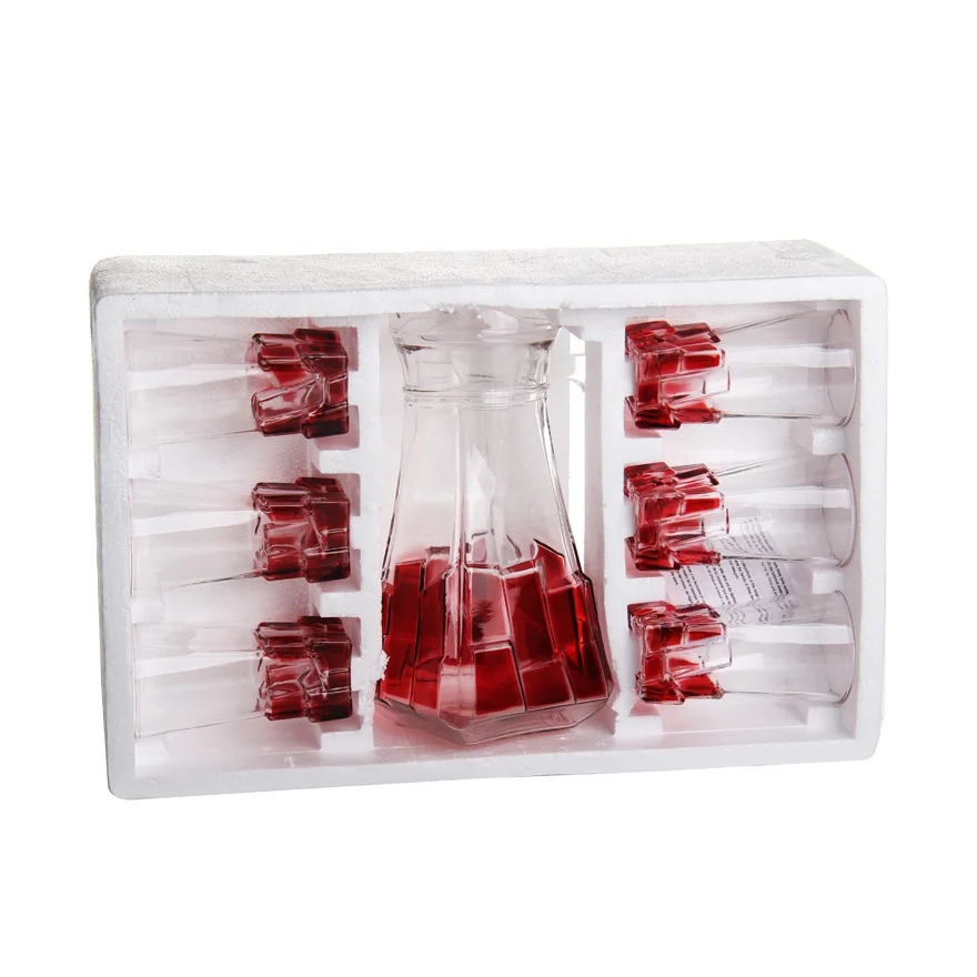 customized china supplier high  quality sprayed color 7pcs classic glass drinking set special base pitcher and tumbler set