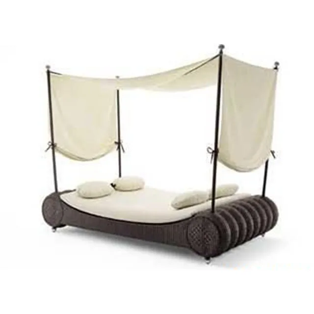 New Sun Beds Outdoor Furniture Lounger Outdoor Beach Yard Pool Folding Sun Lounger Chair With Canopy