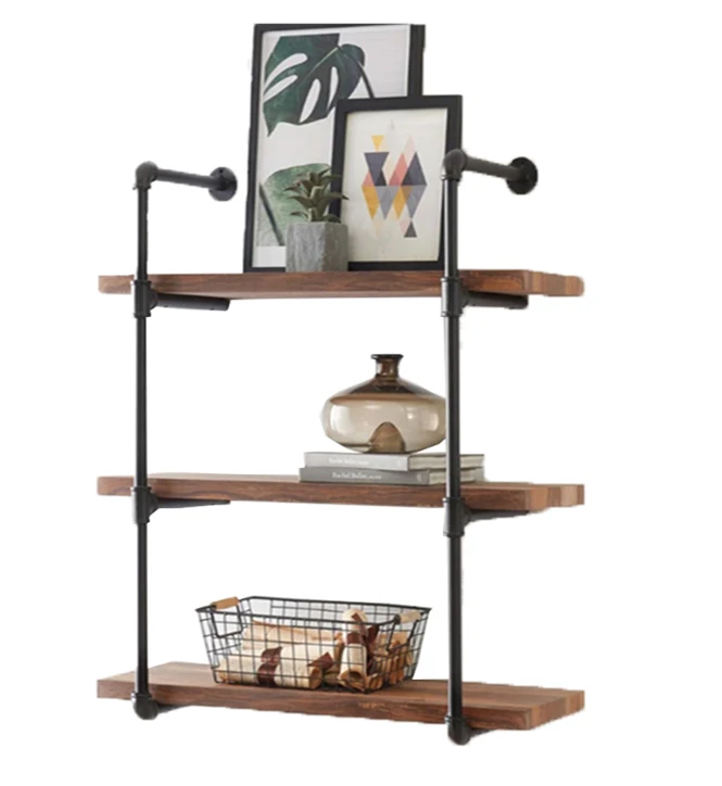 3 tiers solid wood wall mounted shelf floating wall shelf