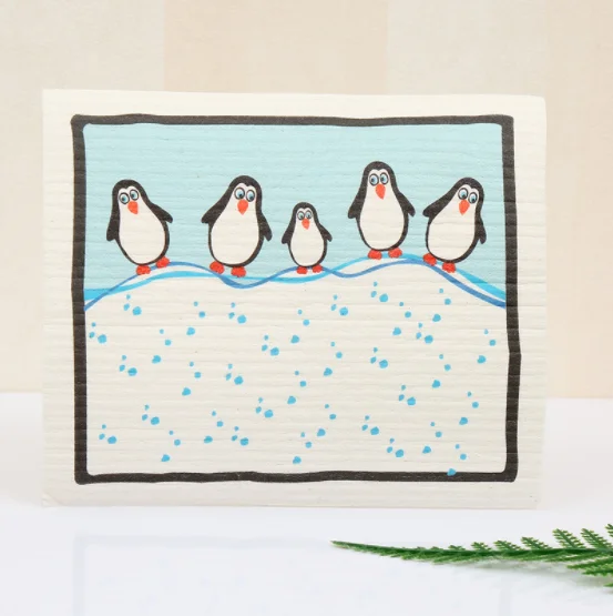 Factory Wholesale Price Kitchen Cloth Pattern Digital Printing Natural Premium Cellulose Sponge For House cleaning