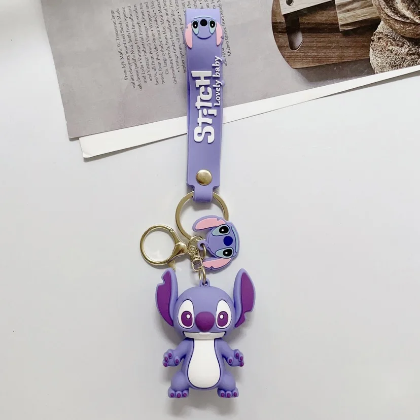 2024 new Hot Sale 3D PVC Rubber Key Chain Keyring Cute Cartoon Lilo And Stitch Keychain For Backpack Bag Pendant Accessories
