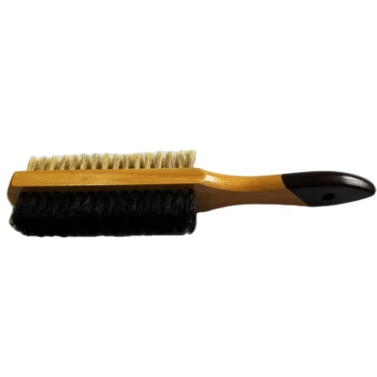 High Quality Pig Bristle Double Sided Natural Wooden Shoe Cleaning Brush