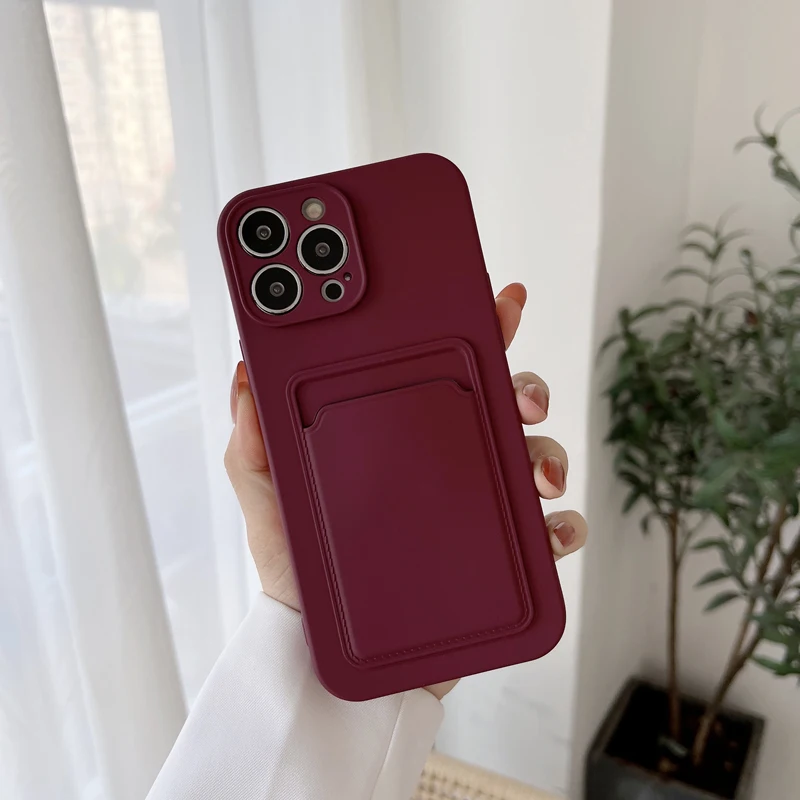 Soft Silicone Case For iPhone 14 13 12 11 Pro Max XS XR X 8 Plus 13Pro iPhone13 iPhone11 Phone Cover With Card Slot Holder