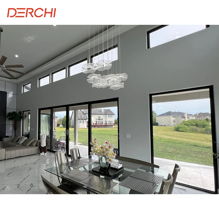 DERCHI USA Chicago Project NFRC Ultra Large Picture Windows Hurricane Impact Floor To Ceiling Aluminum Frame Fixed Glass Windows
