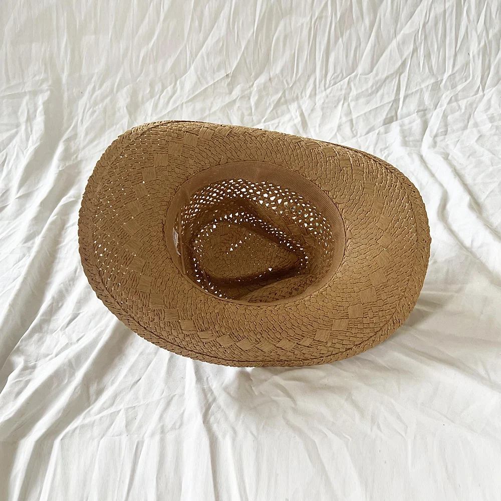 FREE SAMPLE LALA women fashion plain summer men wide brim sombreros de paja western jazz cowboy cowgirl straw hat