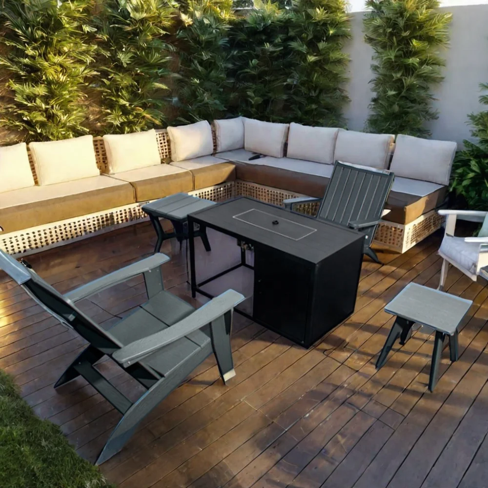 Black Color Square Rectangle Gas Fire Pit Table Outdoor Free Standing Fire Pit Table