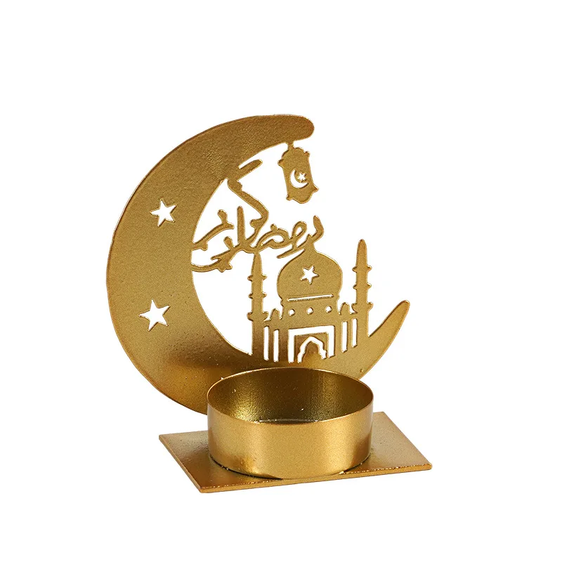 Votive Crystal Candelabra Eid Mubarak Decorations Muslim Gift Candle Holders Candlestick Moon Pillar Candle Stand