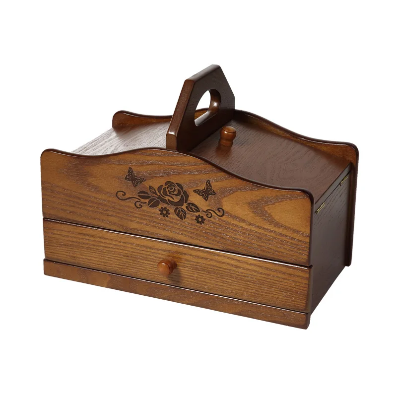 Factory price wholesale wood sewing box wooden sophisticated storage box