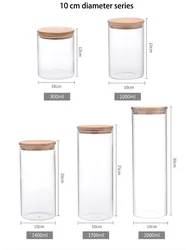 Sell High Quality Candy Foods Rubber Sealed Wooden Lid Air Tight Storage Containers Glass Jar with Bamboo Lid jars for kitchen