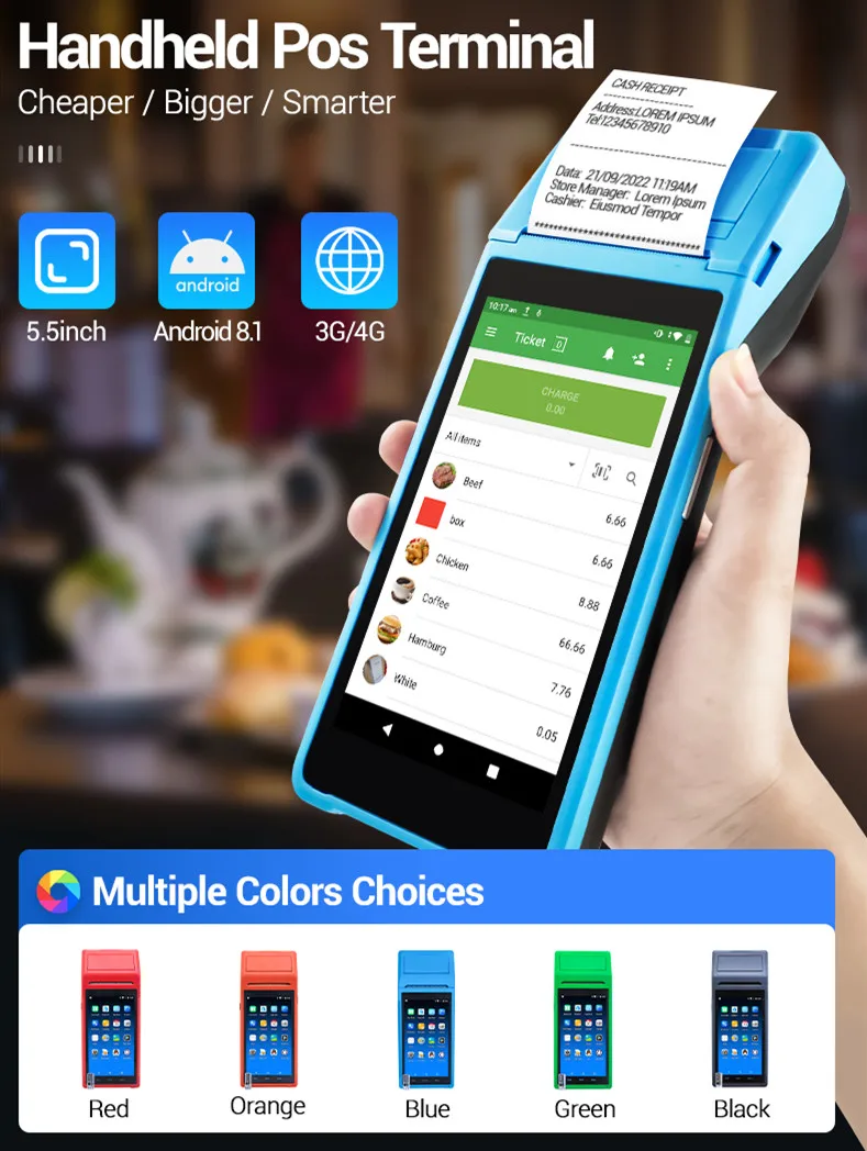 Factory Direct Supply 6.0 Inch All in One Android  Cash Register Payment Mobile Handheld Pos Machine with Printer