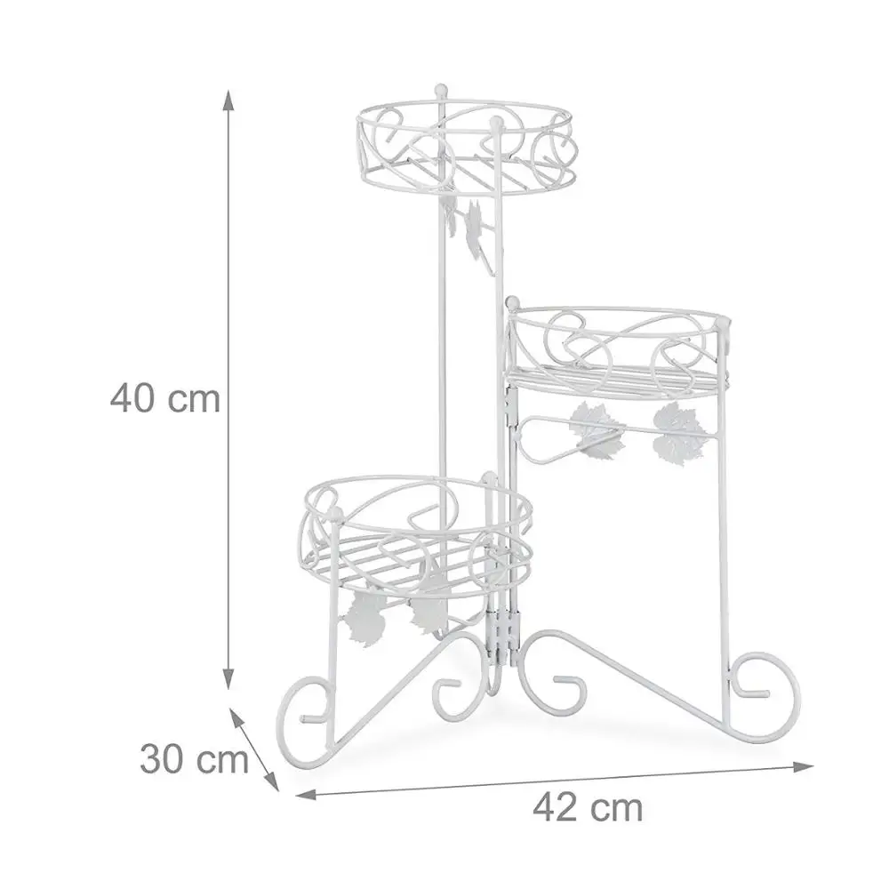 
Nordic style White 3-Tiered Metal Folding leaves decorative flower Plant pot Stand 