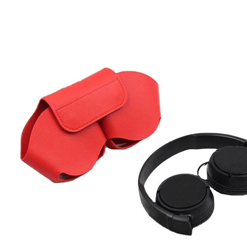 High quality leather waterproof anti-collision wear portable PU leather buckle earphone cover