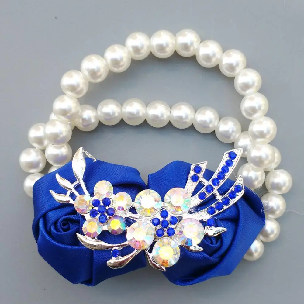 Royal Blue Simulation Rose Wrist Flower Bride Bridesmaid Wedding Bouquet Wedding Decoration Supplies Wrist Flower