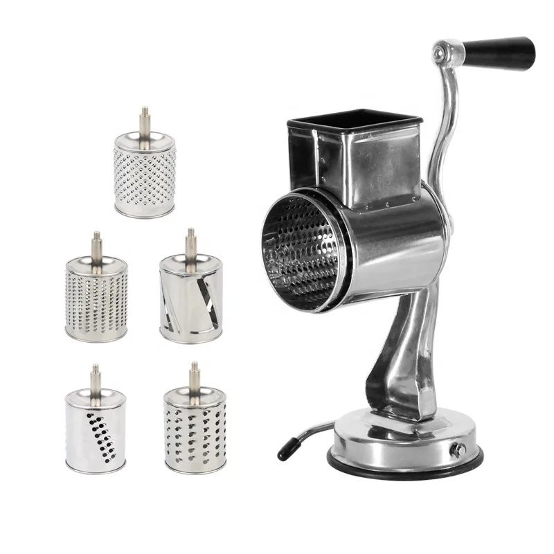 Kitchen Accessories Stainless Steel Multifunction Grater With 5 Drum Blades Rotary Nut Grinder Vegetable Chopper & Cheese Grater