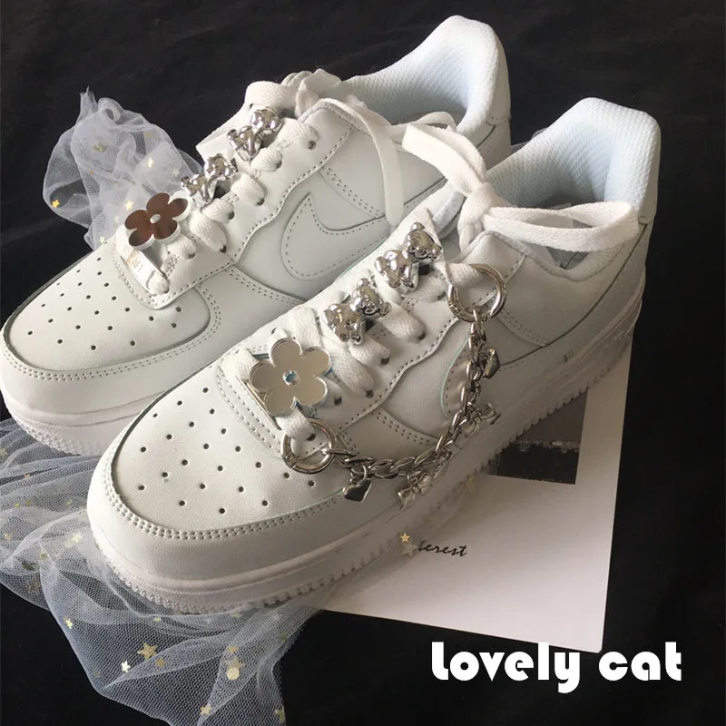 Fashion Metal Shoes Charms Vintage Cool Chain shoes buckle decoration chain accessories shoe buckle for Nike Air Force 1 DIY