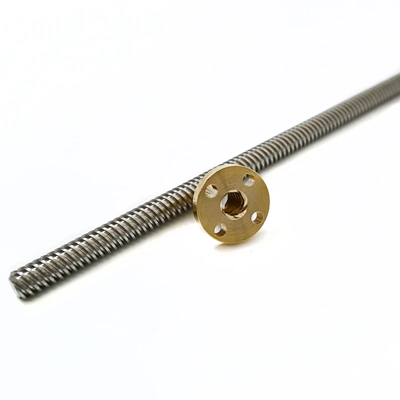5mm 6mm Diameter 1mm 2mm Lead Pitch Strong Hardness China Trapezoidal Lead Screw Tr5x1 Tr5x2 Tr6x1 Length 550mm 500mm with nut