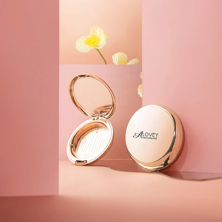 D59MM Compact Powder Case Luxury Compact Powder Packaging Private Label Empty Compact Powder Case With Mirror And Puff