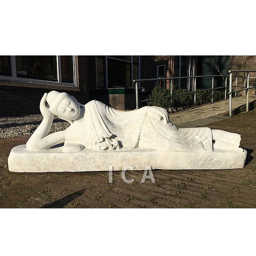 Garden outdoor large marble stone big figurines lying  buddha statue