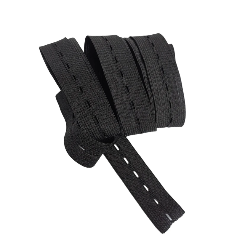 100% Polyester Hole Free sample custom material and size clothing accessory woven PET elastic band with holes For Garments
