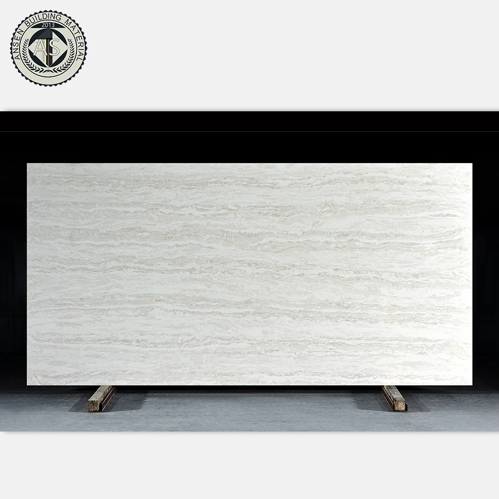 White Travertine 20mm 30mm Engineered Artificial Quartz Stone for Kitchen Countertops/ Island/Bathroom Vanity Top