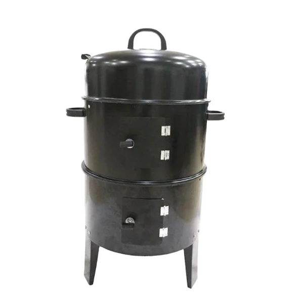 Hot Sale 3 in 1 Smokeless Charcoal Barbecue Grill Smoker 3 layers Tower Vertical Barrel Charcoal BBQ Grill