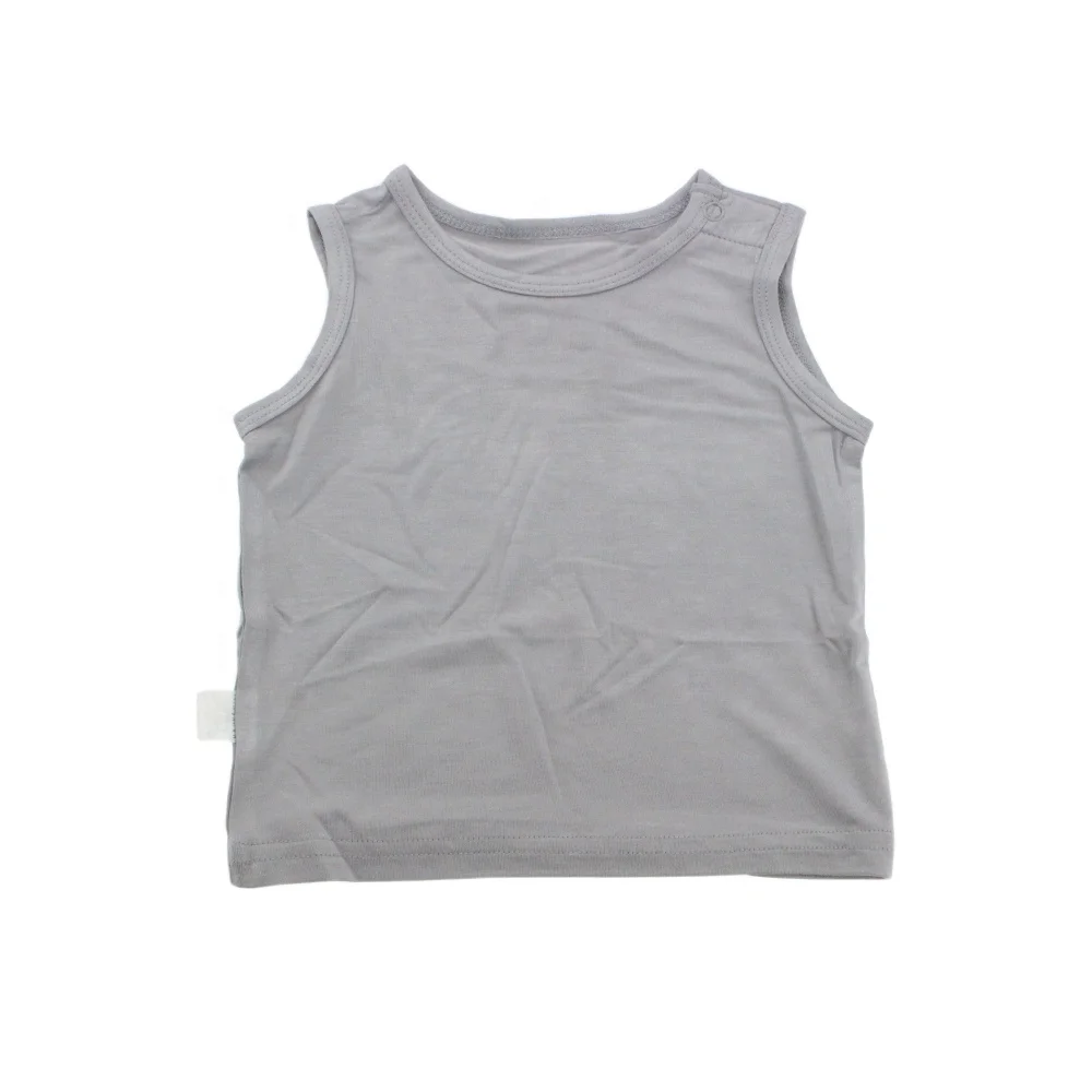 
Factory custom Wholesale custom side snap adjustable plain color tank tops kids bamboo baby tank tops 