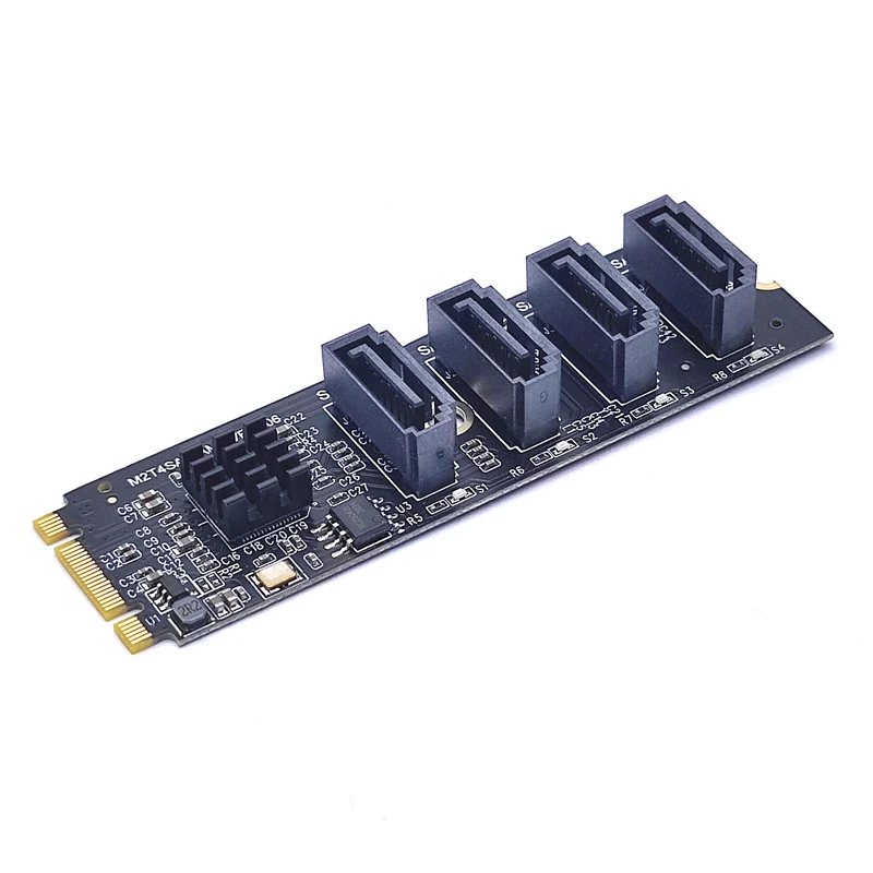 Panto NVMe M.2 to 4 Sata Adapter Internal 4 Port Non-RAID SATA III 6GB/s M.2 NVMe Adapter Card for  PC Support SSD and HDD