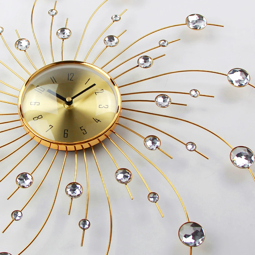 big metal craft modern Wall Clocks home Decoration luxury decorative wall clock 50cm metal Crystal clock wall design retro art