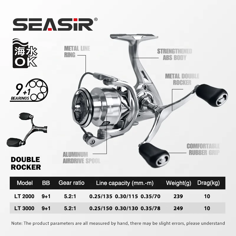 2023 SEASIR 9+1 BB Metal Double Rocker ABS Body Anti-Seawater Ultra-Smooth Brass Spindle Spinning Fishing Reel