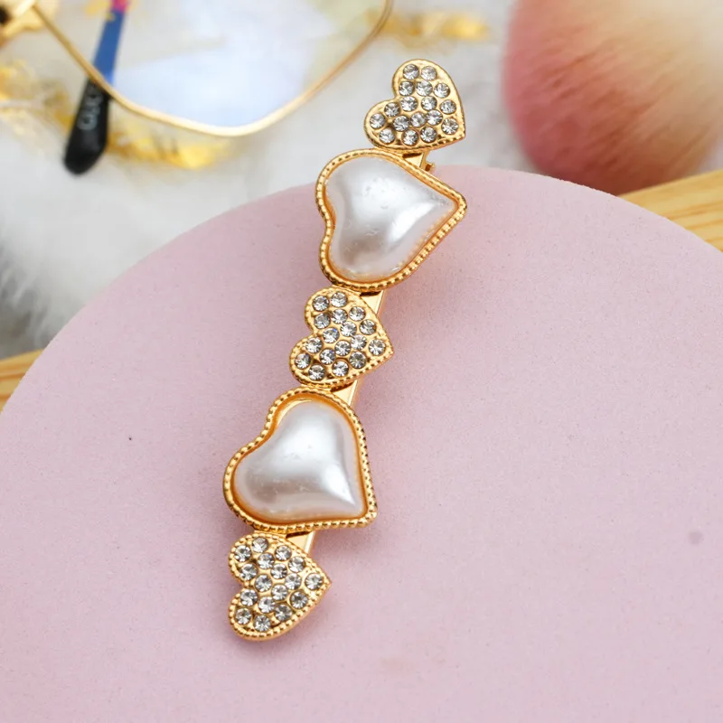 Fancy luxury rhinestone seashell hair pin pearl star crocodile ladies hair clips