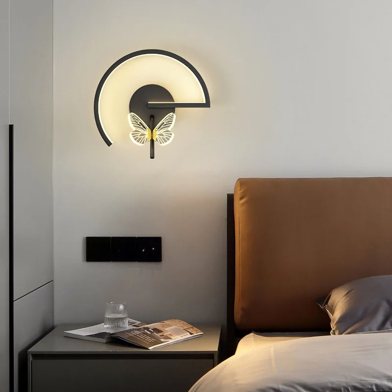 Butterfly Wall Lamp Bedroom Bedside Modern Minimalist Living Room Background Creative Aisle Corridor TV Indoor