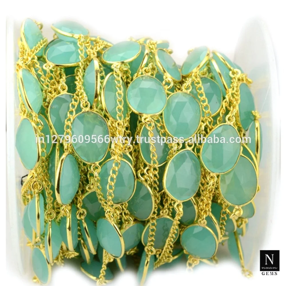 Wire Wrapped Gold Plated Brass Handmade Bezel Gemstone Link Charm Connector Chain DIY Finding Wholesale Necklaces Jewelry Making