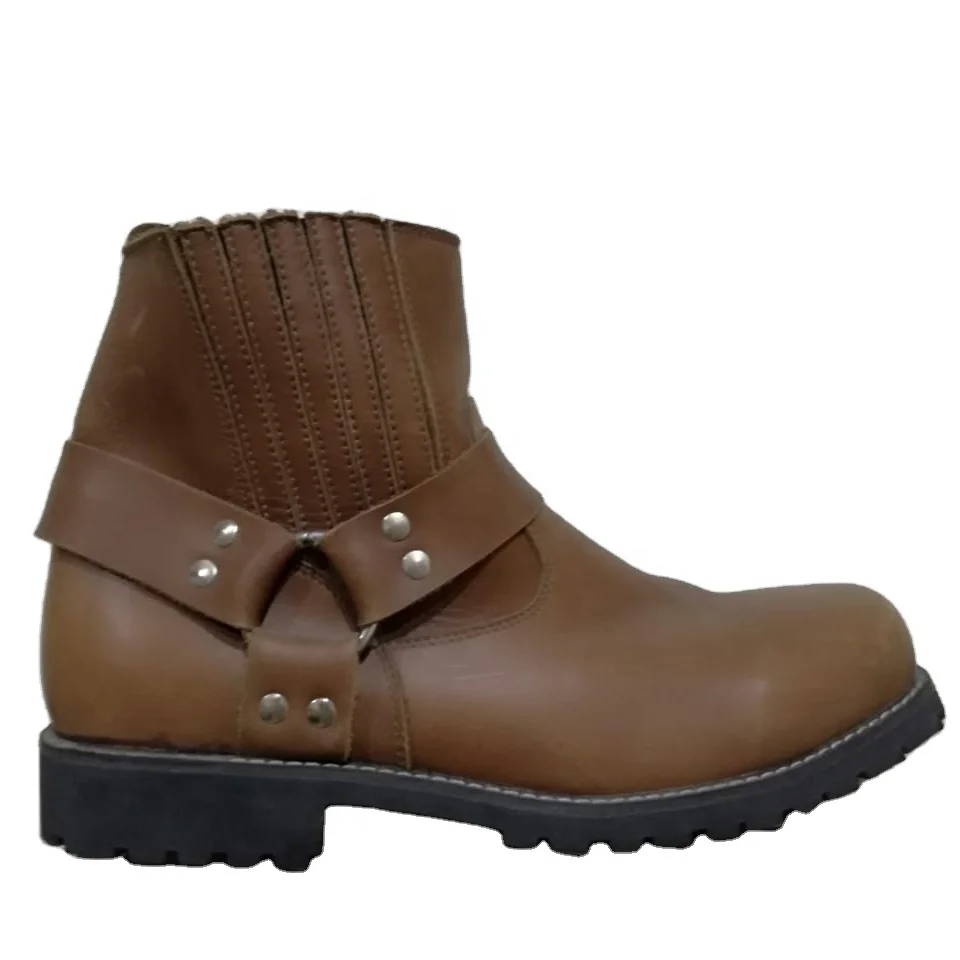 2021 Latest Fashion Genuine Leather Moto Boots Rally Motorcycle short Boots For Men