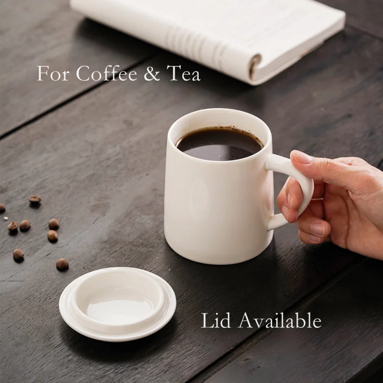 Customized Logo 12oz Modern Nordic Elegant Luxury White Ceramic Coffee Mug Porcelain