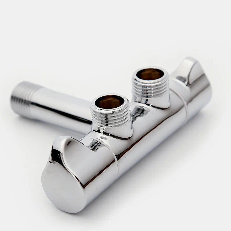 High quality chrome plated Brass luxury bathroom faucet two way double-handle angle valve