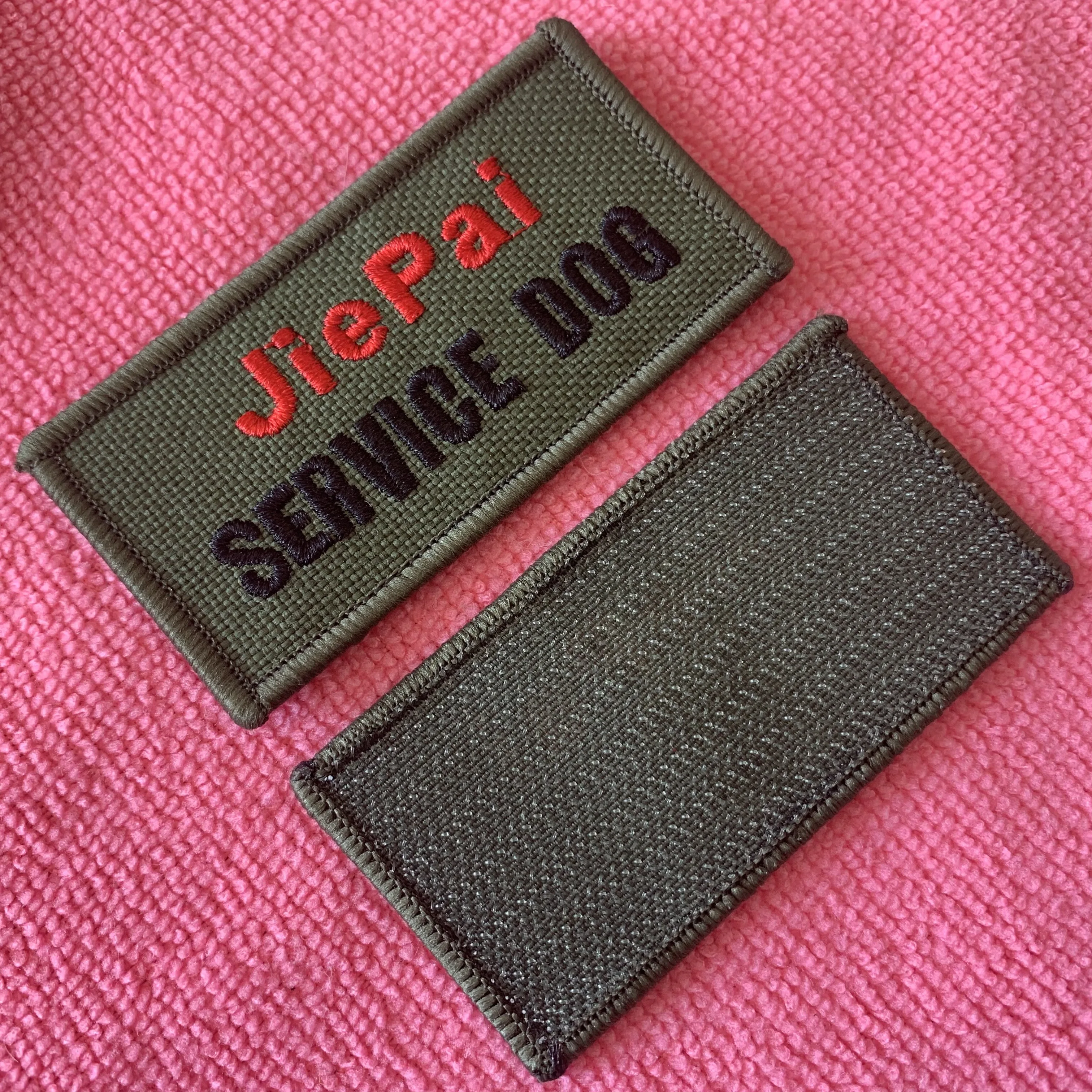 Eco-friendly new design 3D pull logo embroidery patch with hook backing,removable hook&loop backing twill embroidery tag for cap