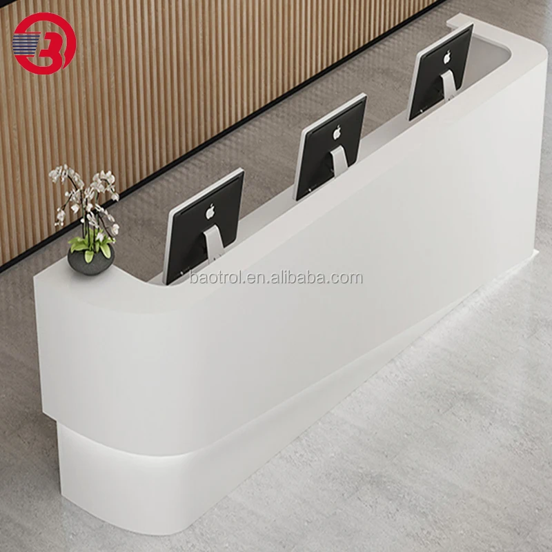 Warm Touch, Colorful and Luxury  Solid Surface Office  Reception Desk By Hotel