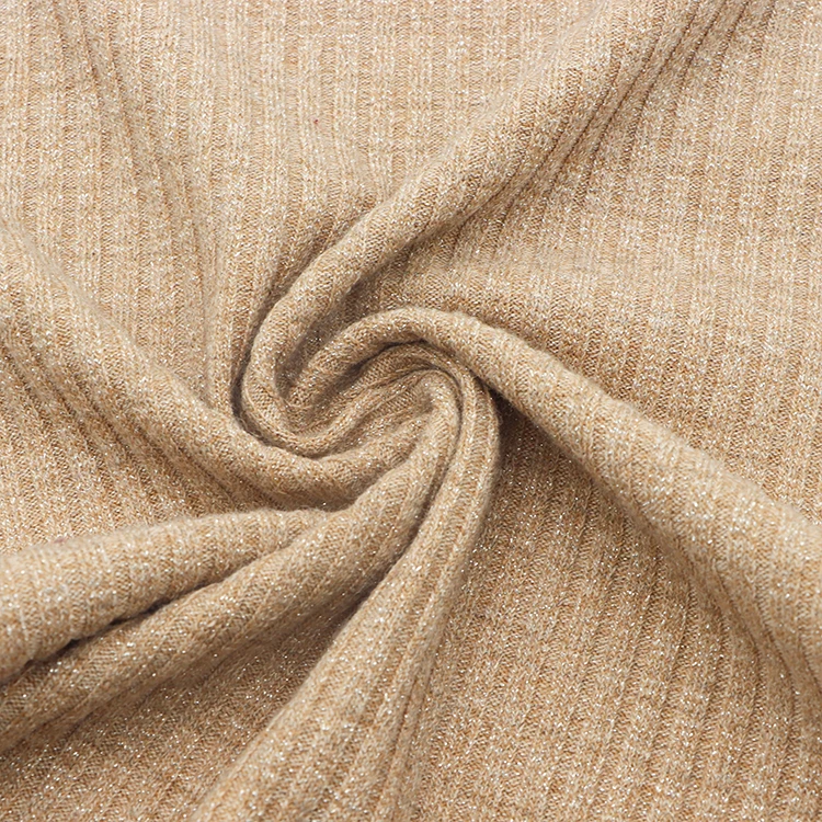 Rayon polyester nylon metallic knitted sweater hoodies fabric stretch viscose jacquard imitation rib cashmere fabrics