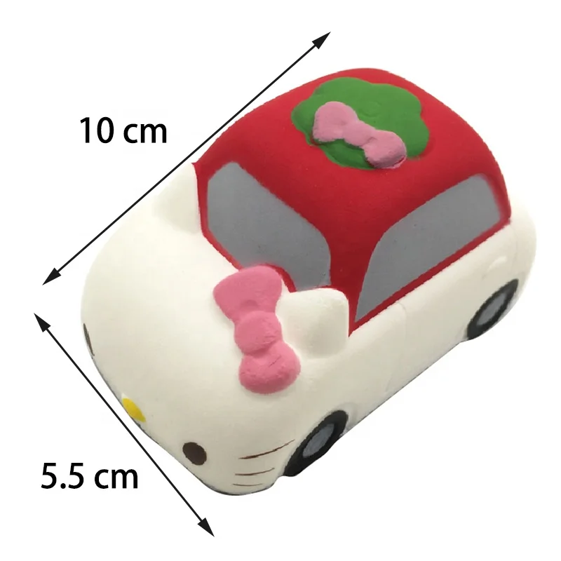 Squishy Car Shape Toy High Quality Mini Kawaii Hello Kitty Cat Squeeze Anti Stress Squishy Car Soft Slow Rising Toys For Kids