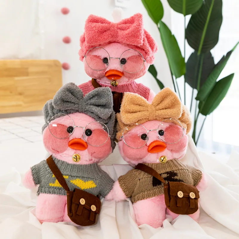 Wholesale  Lalafanfan Mini Cafe Original Clothes Yita White Yellow Pink Duck  Kawaii Plush Toy  Lalafanfan Duck